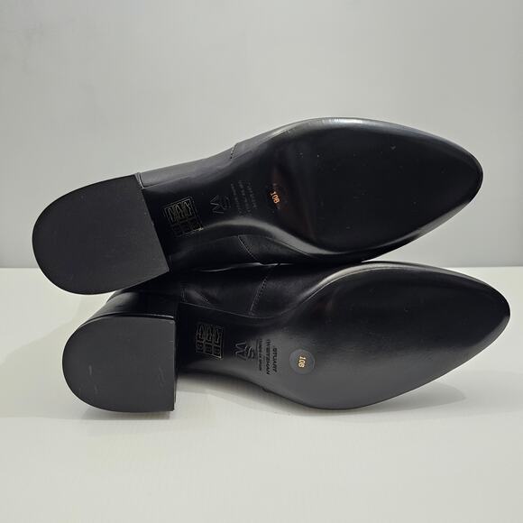 Stuart Weitzman Flareblock 60 Ankle Boot Womens 10 Black Leather Zip Block Heel - Picture 13 of 15